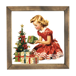 Girl with Mini Christmas Tree <br>Framed Print