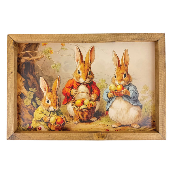 *SALE!* Three Bunnies with Baskets <br>Framed Art