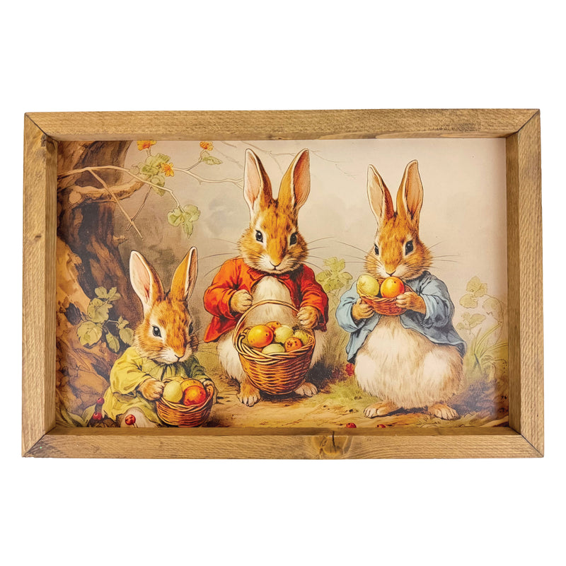 *SALE!* Three Bunnies with Baskets <br>Framed Art