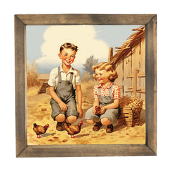 Tending to the Chickens <br>Framed Art
