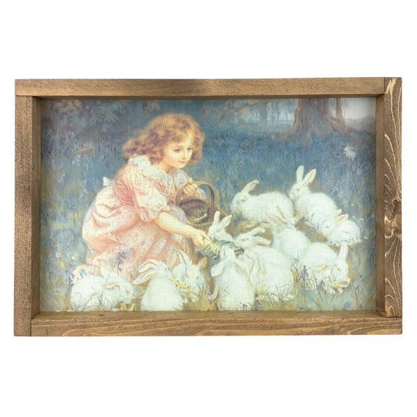 *CLOSEOUT* Girl with Rabbits <br>Framed Art