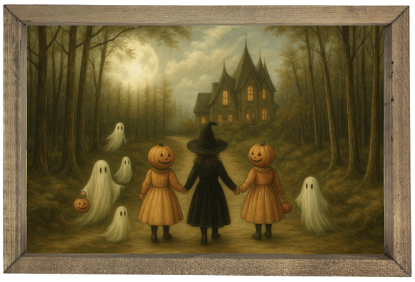 Witch and Pumpkins Trick or Treating