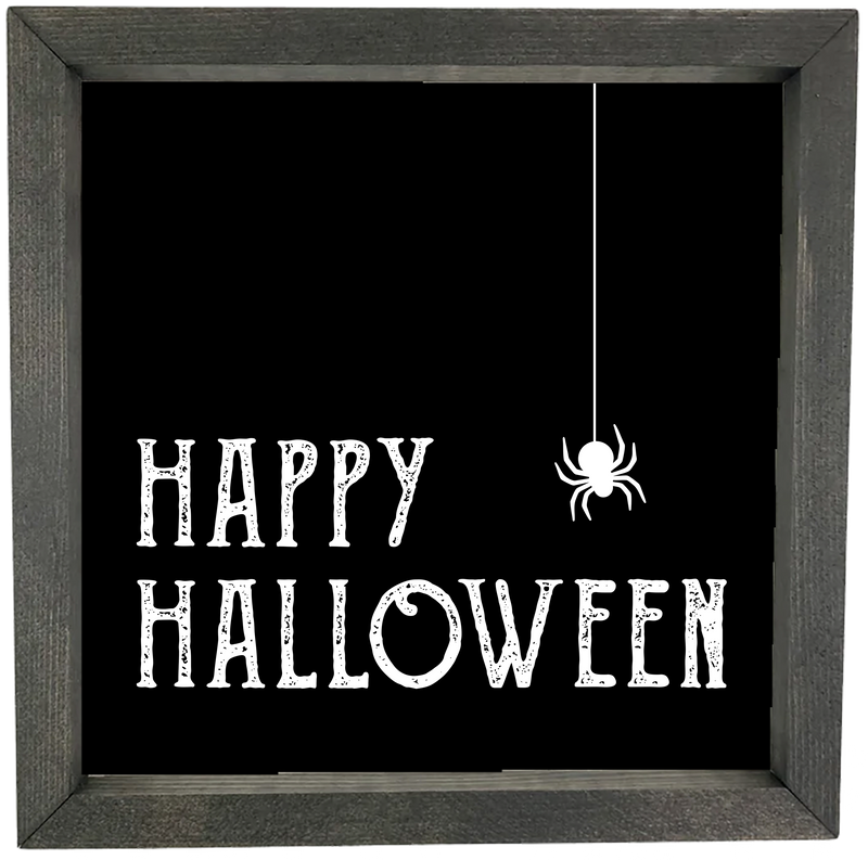 Happy Halloween with Spider<br>Framed Saying