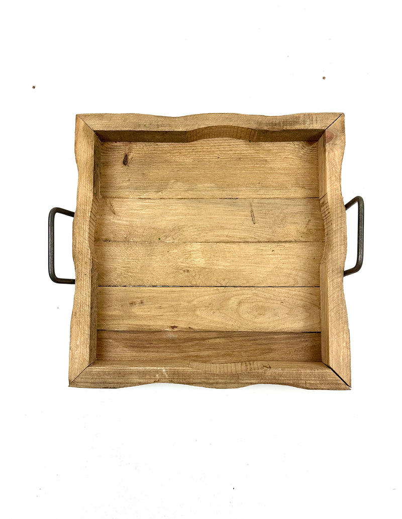 Scalloped Square Wood Tray