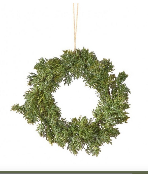 8" Iced Cedar Mini Wreath