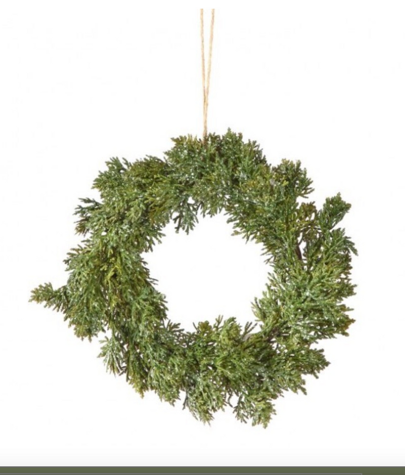 8" Iced Cedar Mini Wreath