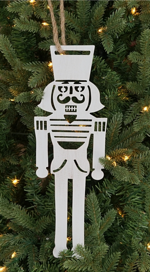 White Metal Nutcracker Ornament