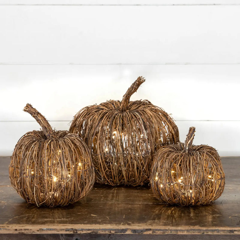 Lighted Rattan Pumpkins