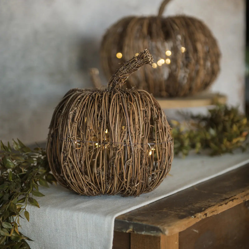 Lighted Rattan Pumpkins