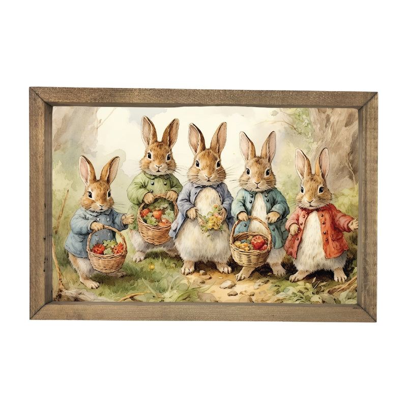 *SALE!* Bunnies Gathering Vegetables <br>Framed Art