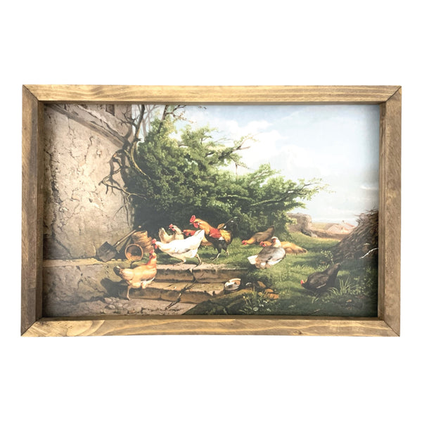 Chickens Exploring <br>Framed Art