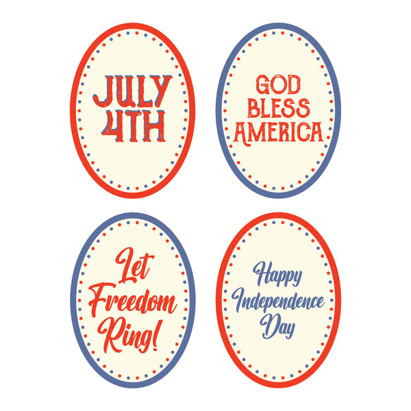 Oval Americana Text Ornament