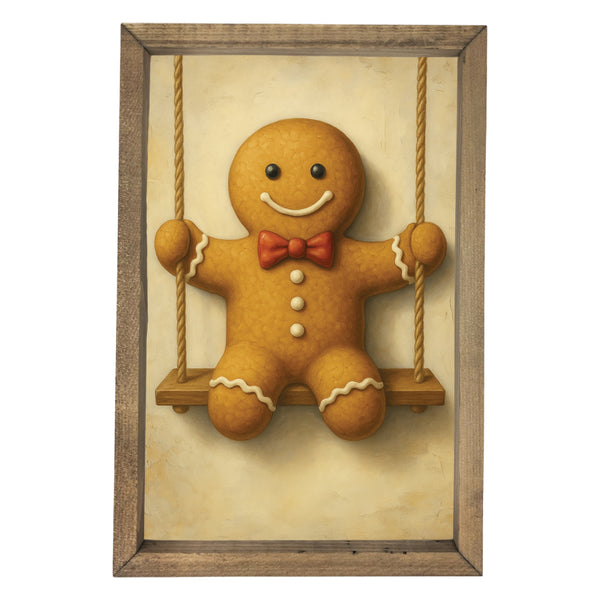 Swinging Gingerbread <br>Framed Art