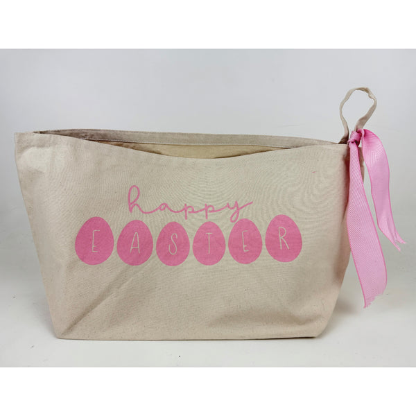 *SALE!* Happy Easter with Eggs <br>Canvas Easter Basket