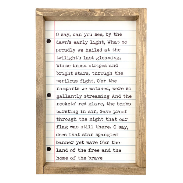 Star Spangled Banner Framed Saying