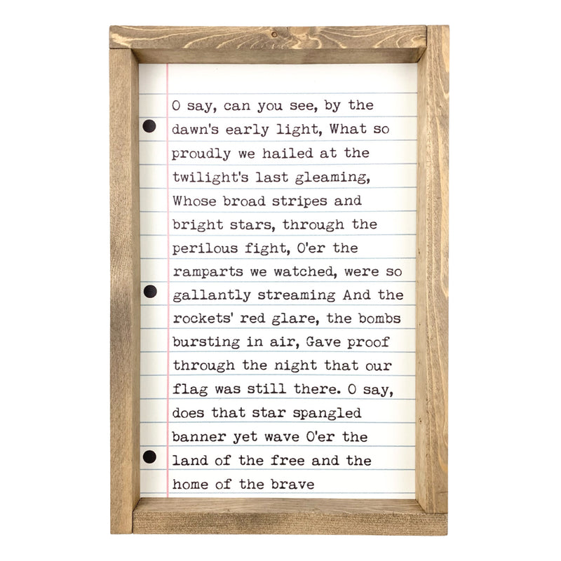 Star Spangled Banner Framed Saying