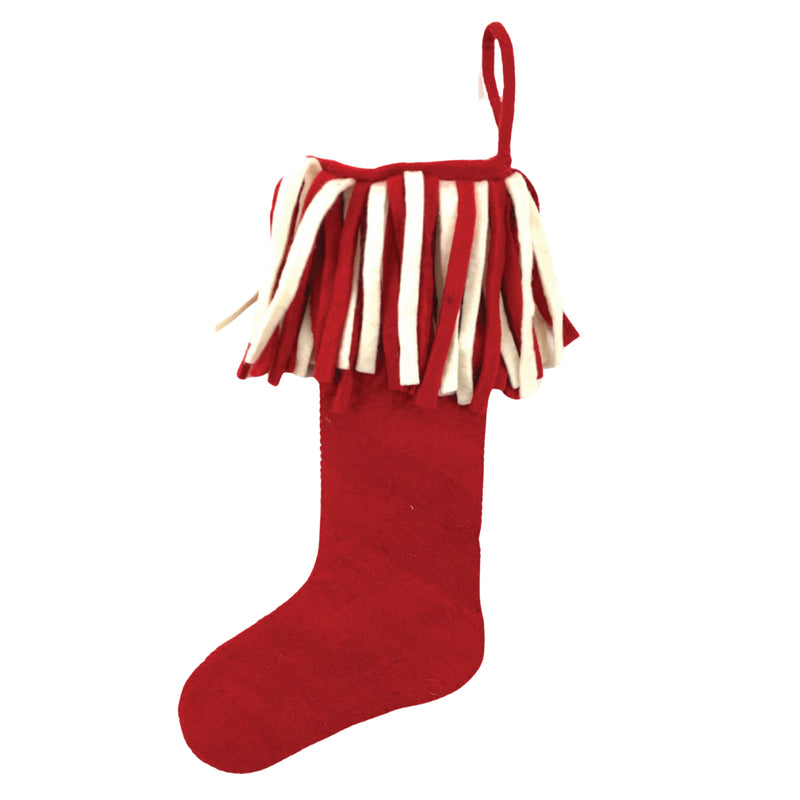 Fringe Trim Felt <br>Holiday Stocking