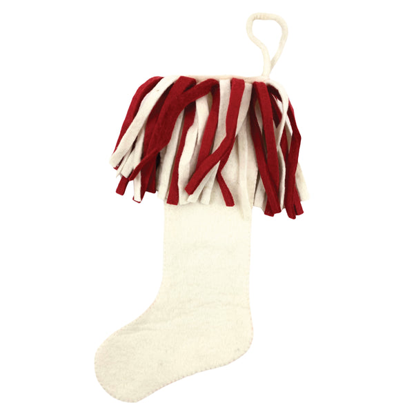 Fringe Trim Felt <br>Holiday Stocking