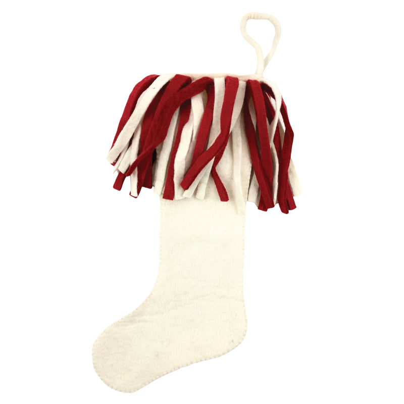 Fringe Trim Felt <br>Holiday Stocking