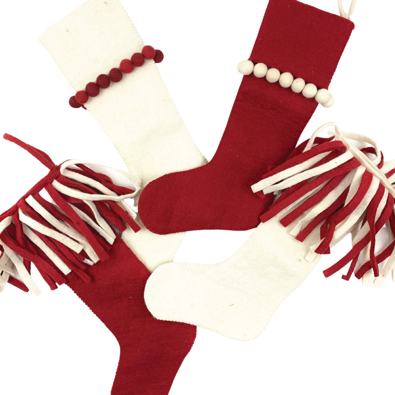 Fringe Trim Felt <br>Holiday Stocking