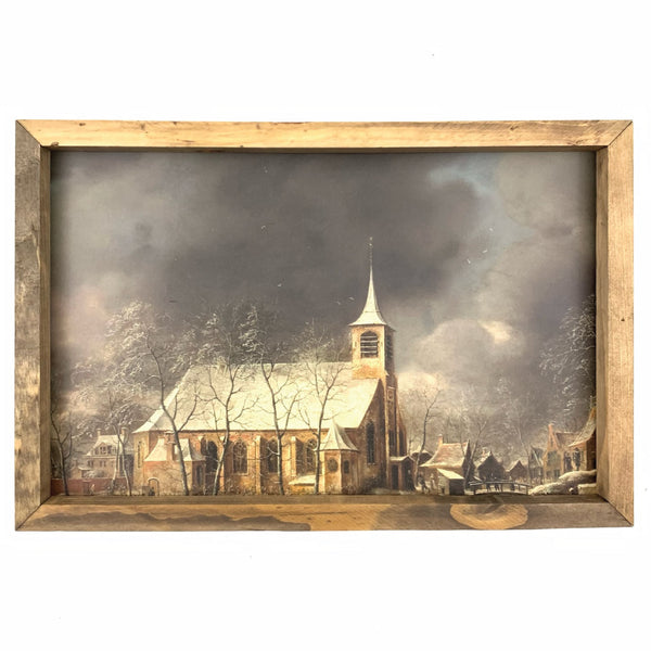 *SALE!* View of the Church of Sloten in the Winter <br>Framed Art