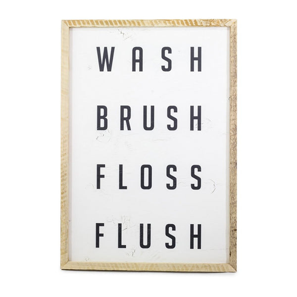 Wash Brush Floss Flush <br>Framed Saying