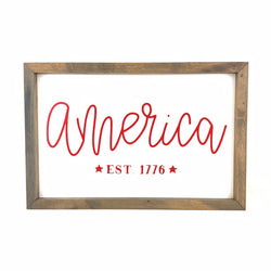 America Est. 1776 Script Framed Saying