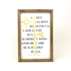 A Child Has Been Born Framed Print