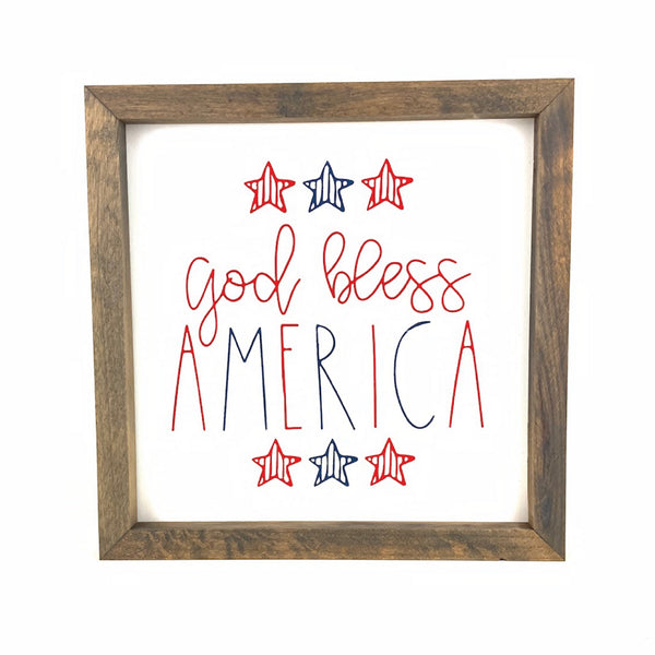 God Bless America Framed Saying