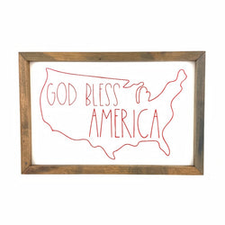 God Bless America Outline Framed Saying