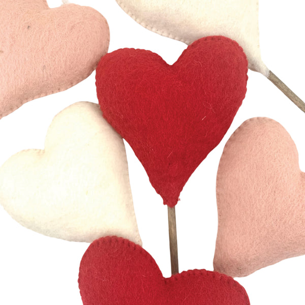 Standing Felt Hearts