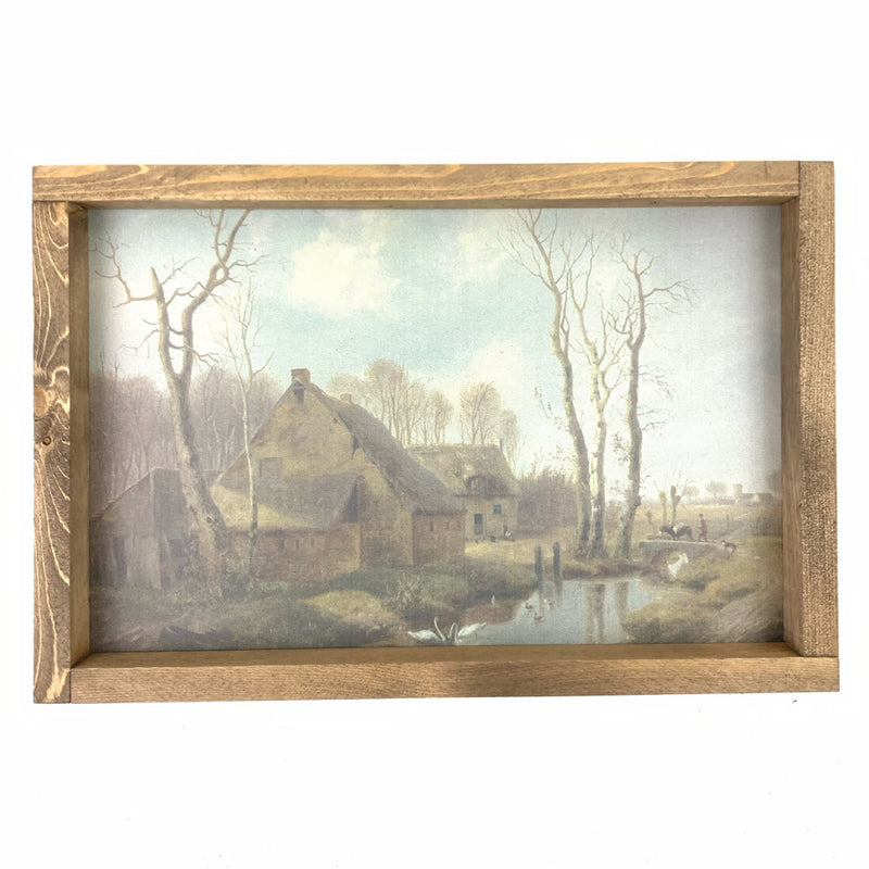 A Farm with Countrymen and Animals <br>Framed Art