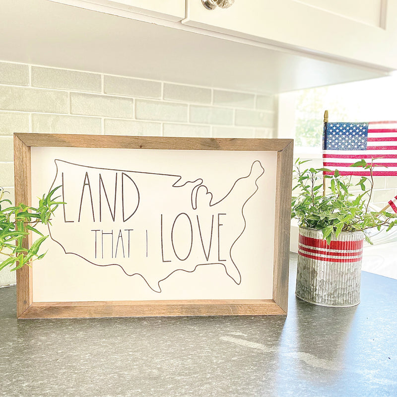 Land That I Love Outline Framed Saying