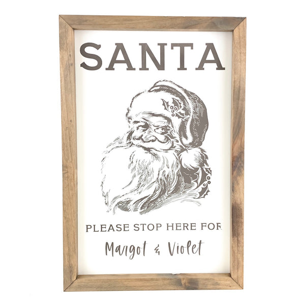 Santa Please Stop Here - Graphic <br>Personalized Framed Print