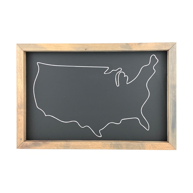 USA Outline Framed Art
